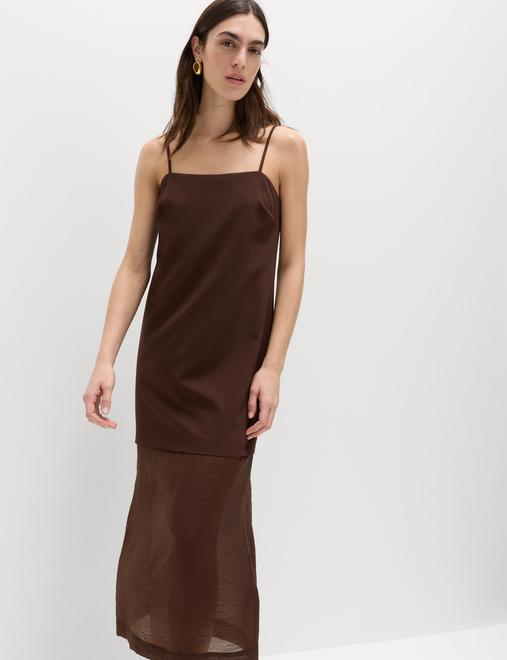 Strappy Midi Drop Waist Column Dress