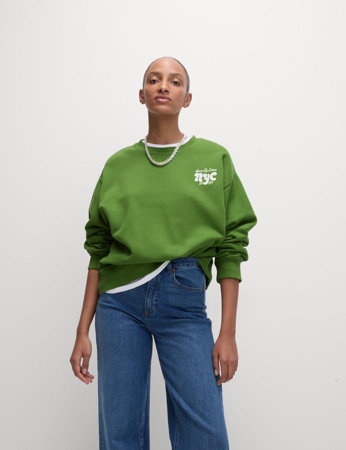 Pure Cotton Slogan Relaxed Sweat-shirt