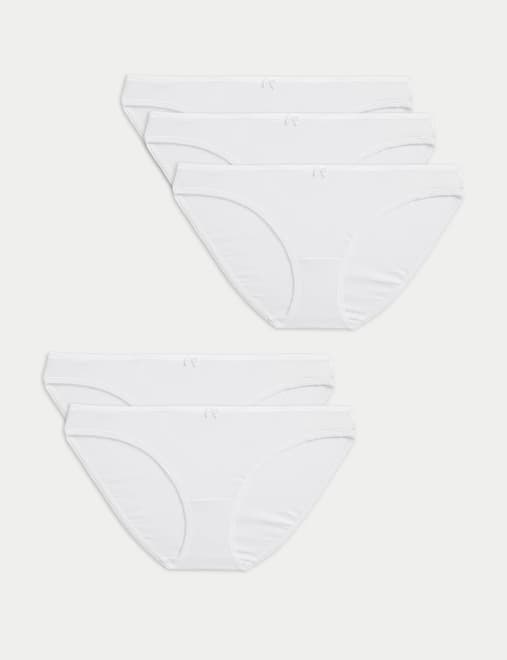 M&S Womens, Cotton Lycra & Lace Bikini Knickers, 10, Multi -  HelloSupermarket