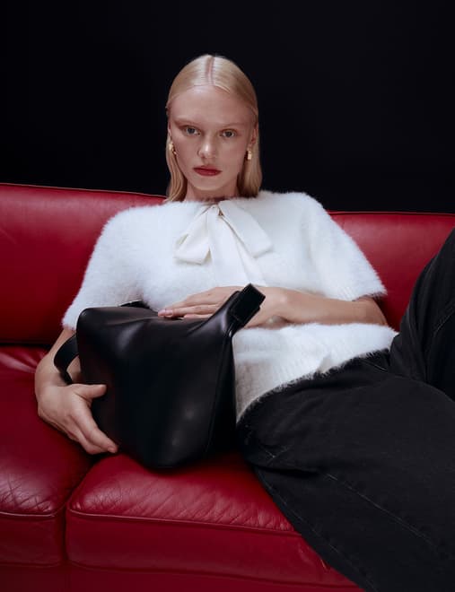 Textured Crew Neck Tie Fastening Cardigan