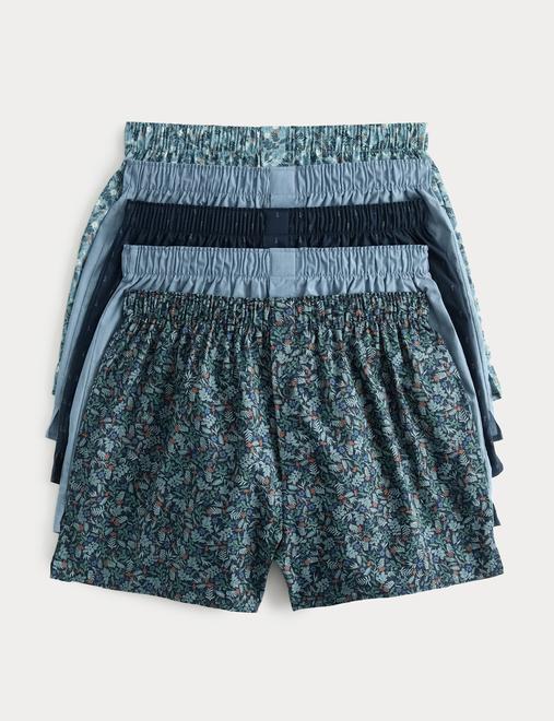 5 Pack Cotton StayNew™ Floral Woven Boxers