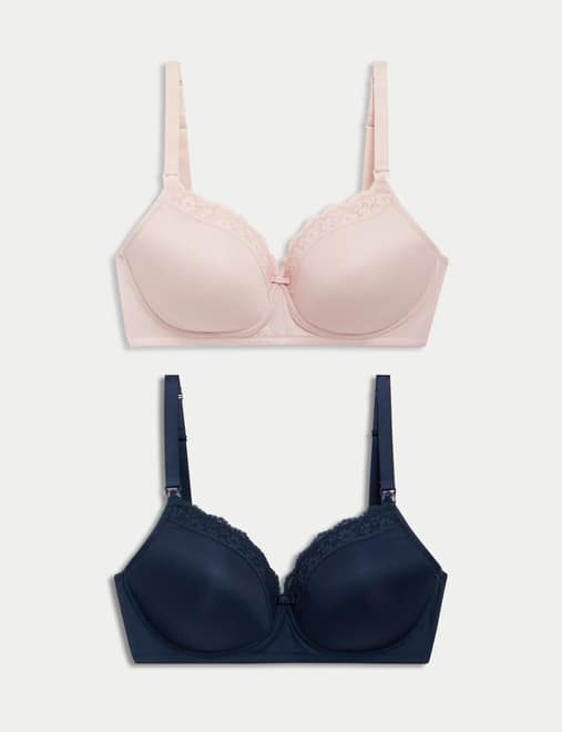 2pk Non Wired Nursing Bras A-E, M&S Collection