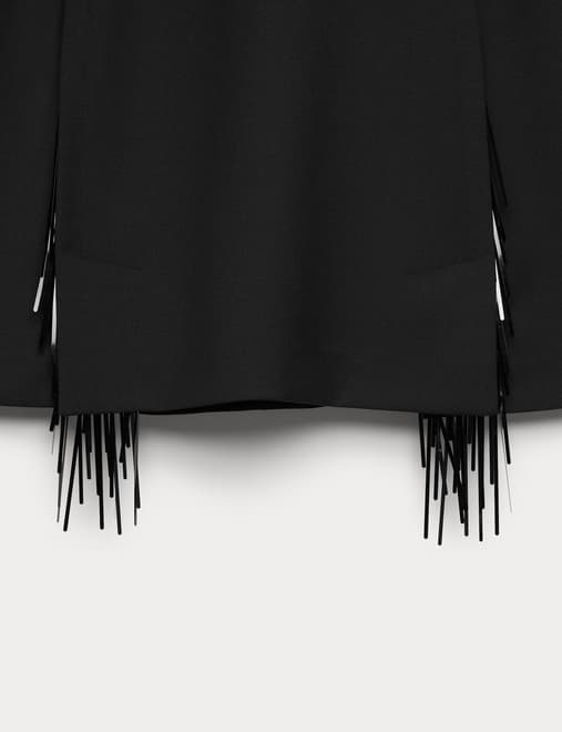 Wool Blend Embellished Tassel Mini Skirt