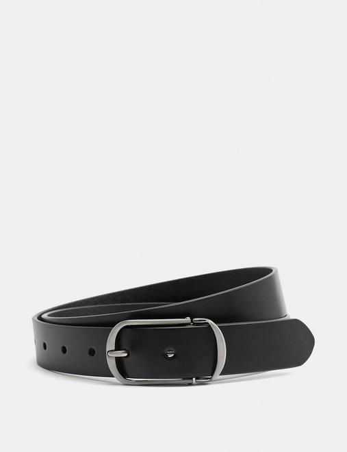 Leather Fine Metal Keeper Belt