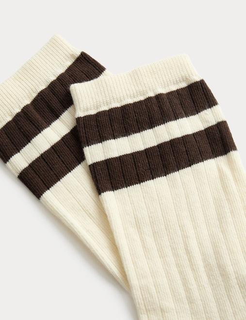 2 Pack Cotton Rich Ribbed Crew Socks