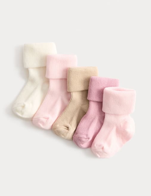 5pk Cotton Rich Ribbed Baby Socks (0-2 Yrs)
