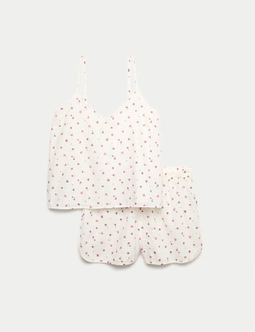 Floral Dobby Check Cami Shortie Pyjama Set