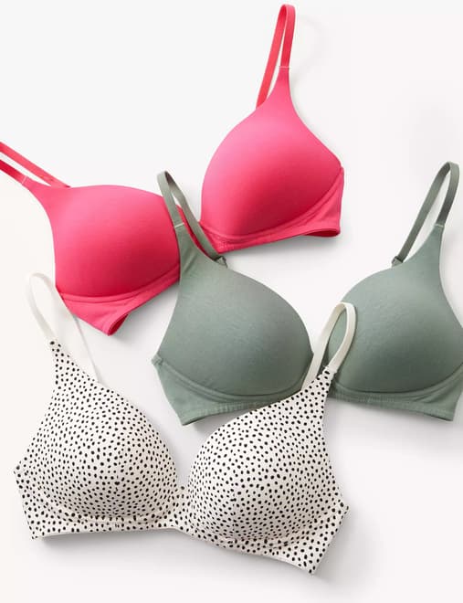 3pk Non Wired T-Shirt Bras A-E, M&S Collection