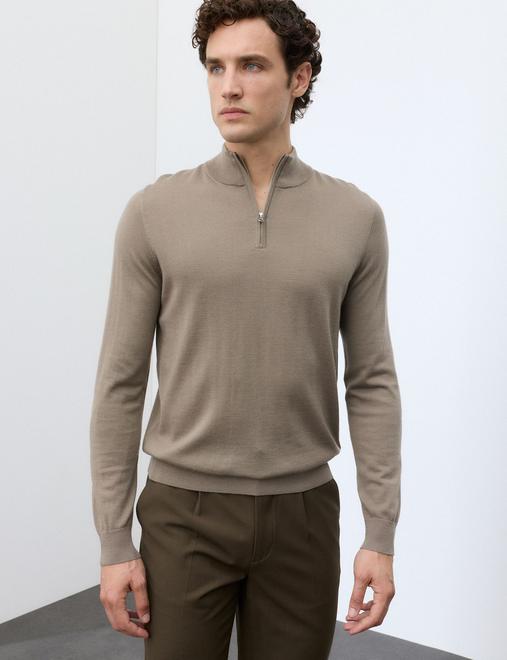Pure Extra Fine Merino Wool Half Zip Jumper