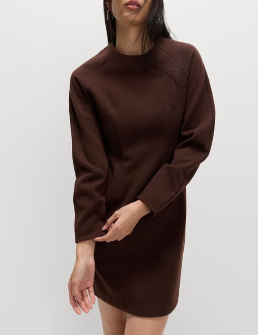 Cotton Rich Cosy Mini Relaxed Smock Dress