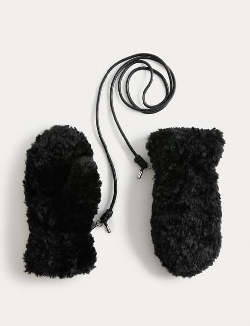 Faux Shearling Mittens