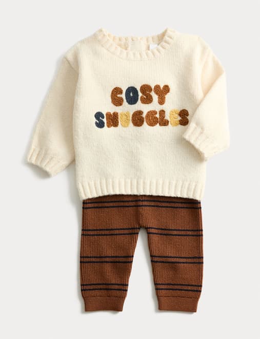 2pc Cotton Blend Cosy Snuggles Knit Outfit (0-3 Yrs)