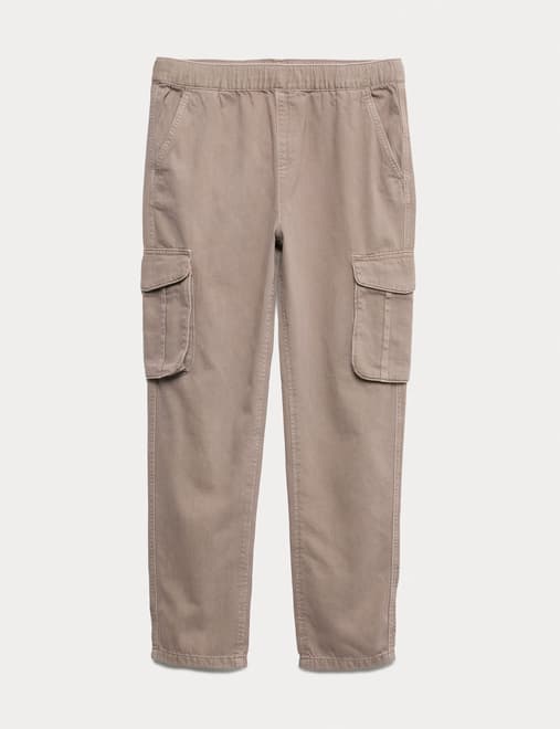 Pure Cotton Woven Cargo Trousers (6-16 Yrs)