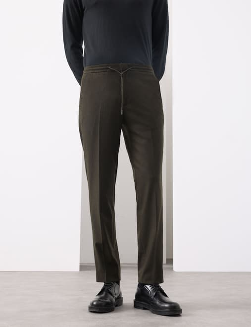Tailored Fit Italian Wool Blend Performance Trousers