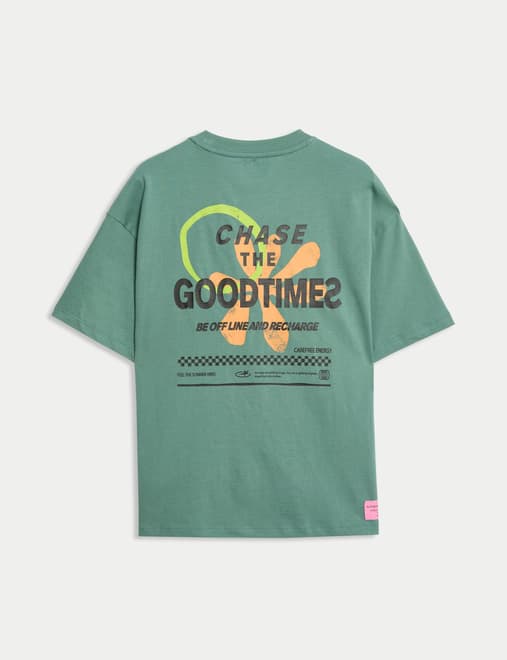 Pure Cotton Good Times Slogan T- Shirt (6-16 Yrs)