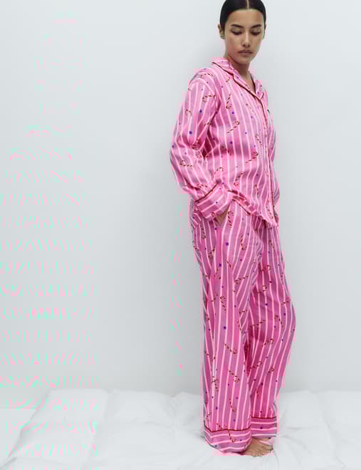 Pure Cotton Candy Cane Family Christmas Pyjama Set