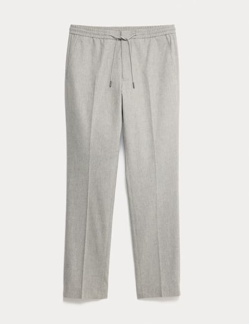 Tailored Fit Italian Wool Blend Performance Trousers