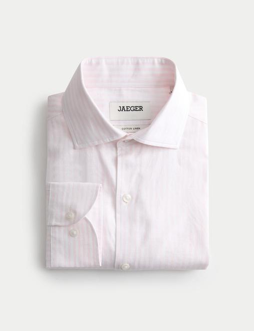 Regular Fit Linen Blend Striped Luxury Shirt