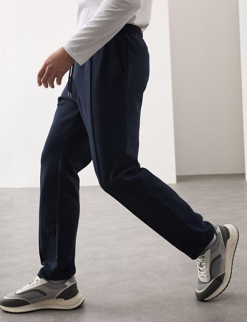 Cotton Rich Pintuck Straight Leg Joggers