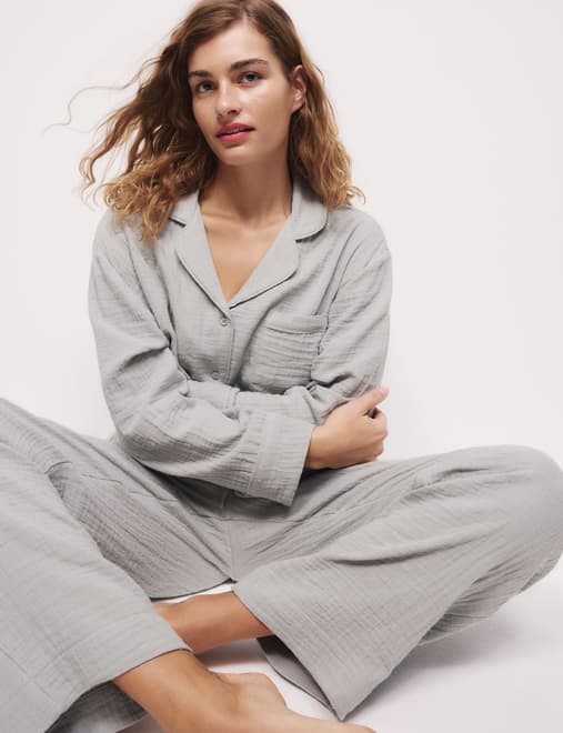 Pure Cotton Dobby Muslin Revere Pyjama Set