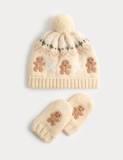 2pc Patterned Hat and Mitten Set (0-3 Yrs)