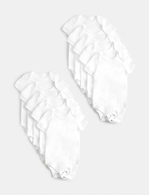 10 Pack Pure Cotton Short Sleeve Bodysuits (6½lbs-3 Yrs)