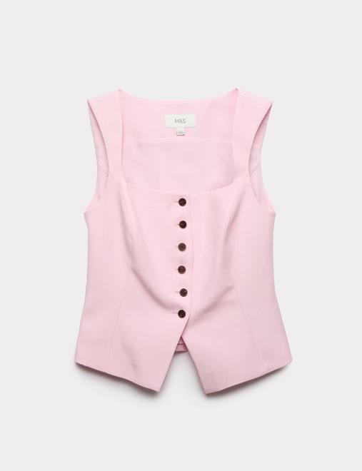 Tailored Strappy Cropped Waistcoat with Linen