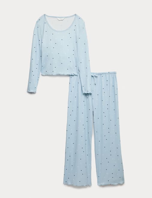 Heart Print Pointelle Pyjama Set