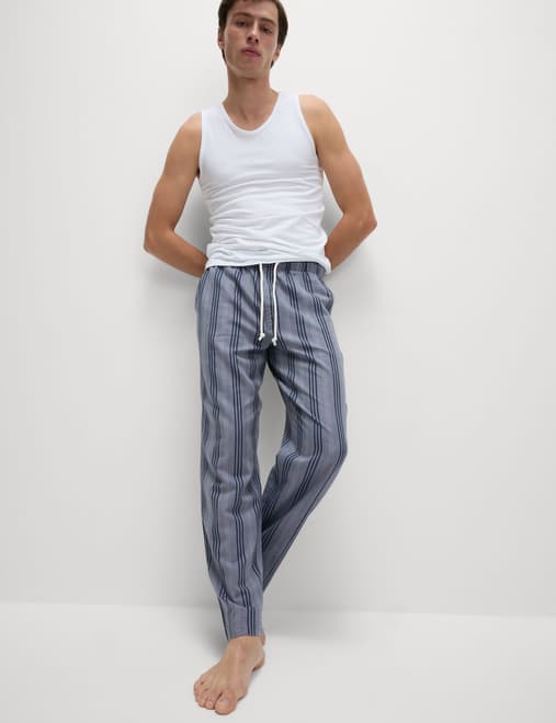 Pure Cotton Striped Loungewear Bottoms