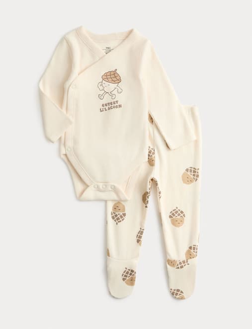 2pc Acorn Bodysuit Crawler Outfit (0-12 Mths)