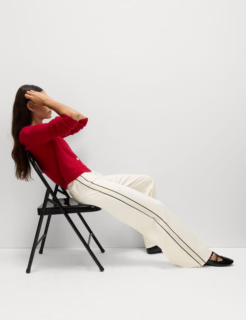 Jersey Side Stripe Wide Leg Trousers