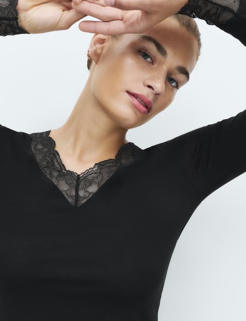 Modal Rich Long Sleeve Top with Cashmere