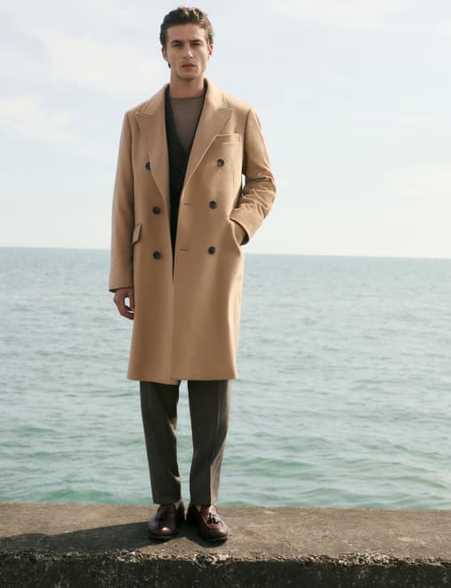 Cashmere and Italian Wool Blend Revere Coat