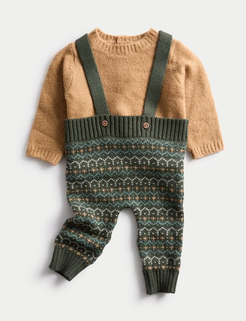 Knitted Fairisle Braces Outfit (0-12 Mths)