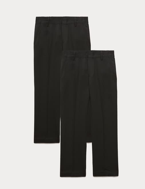 2 Pack Boys' Easy Dressing School Trousers (3-18 Yrs)