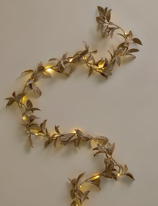 Pre-Lit Gold Leaf Garland