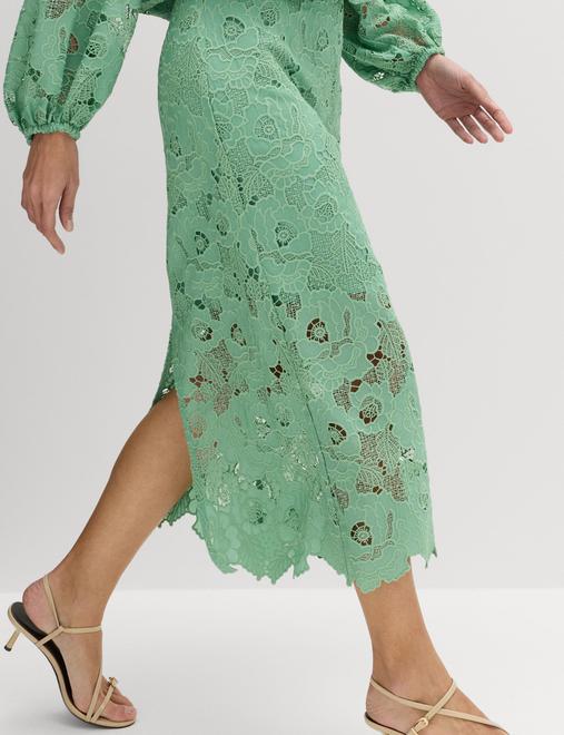 Lace Cutwork Detail Midi Pencil Skirt