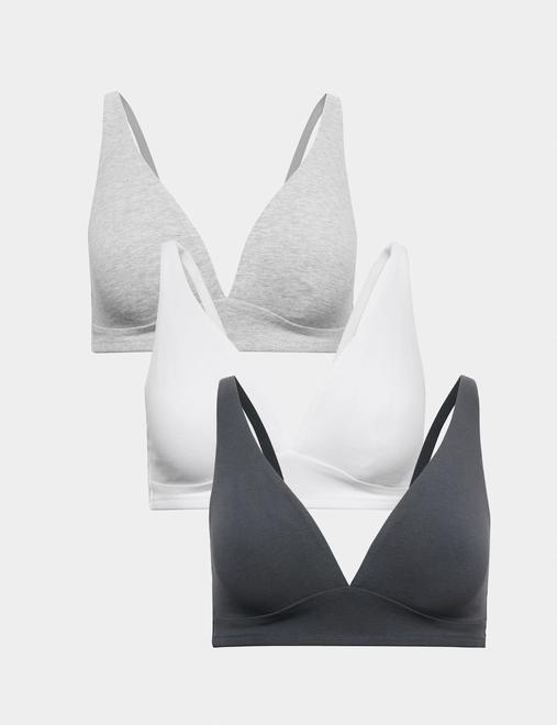 3 Pack Cotton Rich Non Wired Plunge Bras A-E