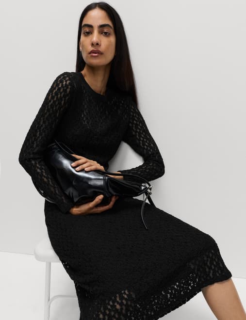 Jersey Knitted Lace Midaxi Dress