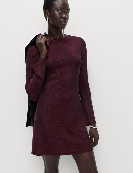 Metallic Mini Shift Dress