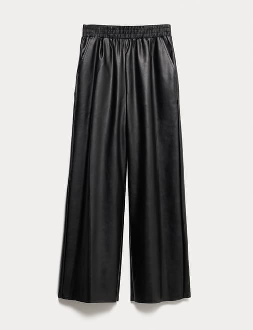 Faux Leather Wide Leg Trousers (6-16 Yrs)