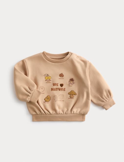 Cotton Rich Little Acorn Print Sweatshirt (0-3 Yrs)