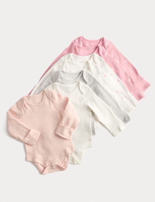 7pk Pure Cotton Floral Bodysuits (0-3 Yrs)