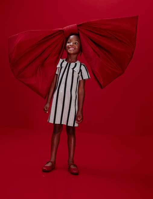 Striped Bow Dress (2-10 Yrs)