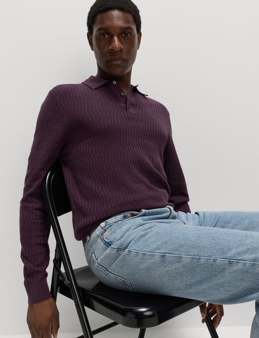 Cotton Modal Geometric Knitted Polo