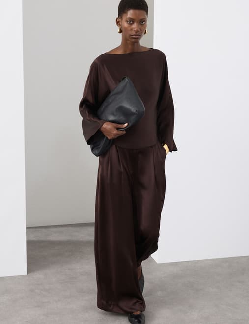 Satin Wide Leg Trousers