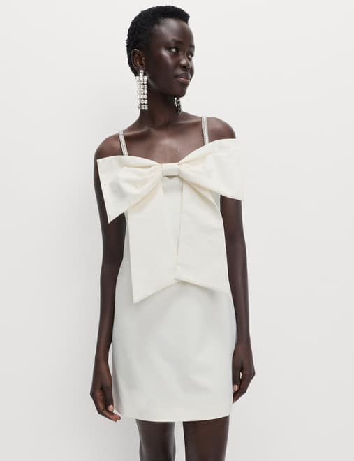 Embellished Bow Detail Mini Dress