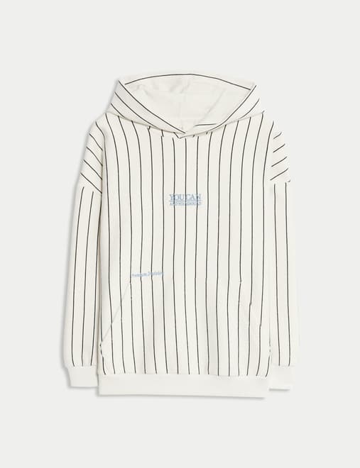 Cotton Rich Striped Graphic Hoodie (6-16 Yrs)