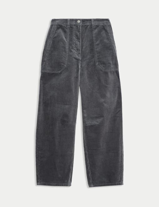 Pure Cotton Cord Barrel Leg Trousers