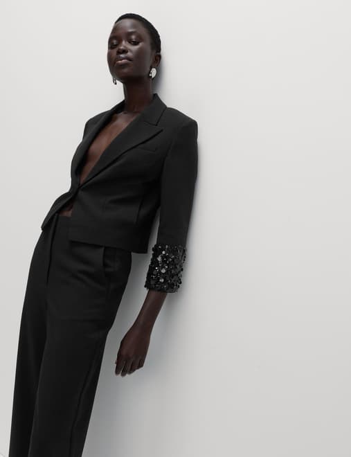 Sequin Cropped Blazer